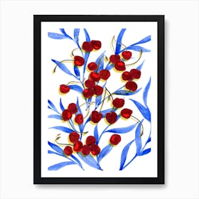 Cherries On The Table Art Print