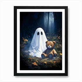 Ghost And Teddy Bear 2 Art Print