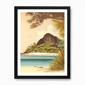 La Digue Island Seychelles Vintage Sketch Tropical Destination Art Print