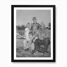 Father And His Children Living Near Sallisaw, Oklahoma By Russell Lee Art Print