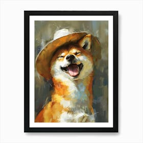 Oil Painting Smiling Shiba Inu 4 Art Print