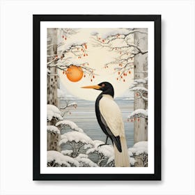 Winter Bird Painting Cormorant 1 Art Print