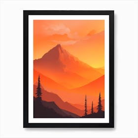 Misty Mountains Vertical Composition In Orange Tone 327 Art Print
