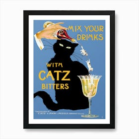 Catz Bitters Black Cat Vintage Poster Art Print