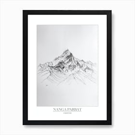 Nanga Parbat Pakistan Line Drawing 3 Poster Art Print