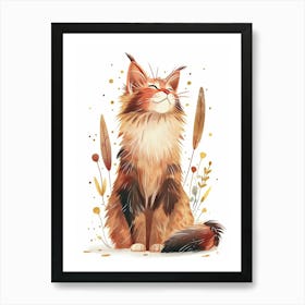 Maine Coon Cat Clipart Illustration 3 Art Print