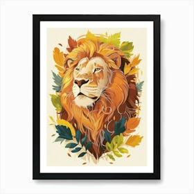 African Lion Lion In Different Seasons Illustration 4 Art Print