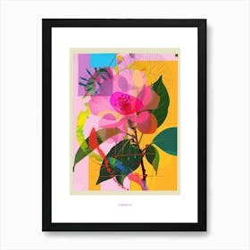 Camellia 2 Neon Flower Collage Poster Art Print