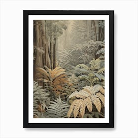 Vintage Jungle Botanical Illustration Ferns 3 Art Print