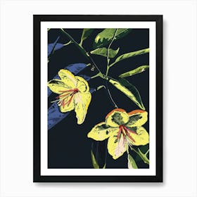 Neon Flowers On Black Bergamot 3 Art Print