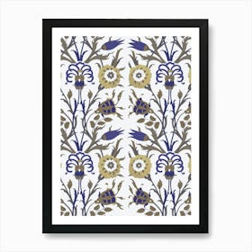 Turkish Tile — Iznik Turkish pattern, floral decor Art Print