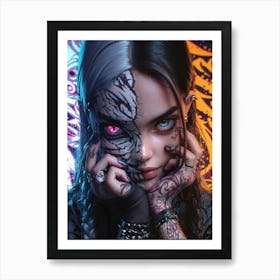 Girl With Tattoos Art Print