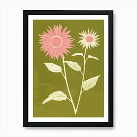 Pink & Green Sunflower 2 Art Print