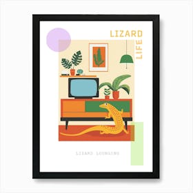 Lizard In The Living Room Modern Colourful Abstract Illustration 1 Poster Art Print