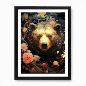 Bear With Flowers Art Print