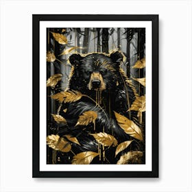 Black Bear In The Forest 1 Art Print