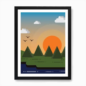 Landscape At Sunset Art Print