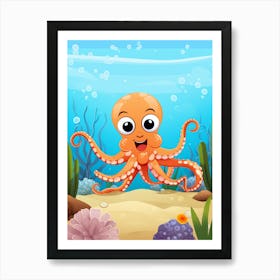 Common Octopus Kids Illustration 2 Art Print