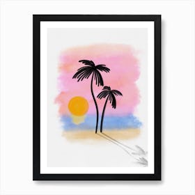 Watercolor sunset Art Print