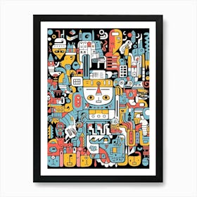 Doodle City 1 Art Print