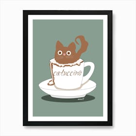Cat In A Cup Of Cappuccino 2 Art Print