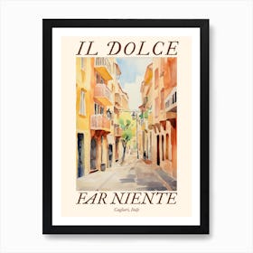 Il Dolce Far Niente Cagliari, Italy Watercolour Streets 4 Poster Art Print