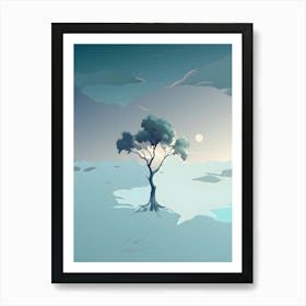 Lone Tree In The Snow 3 Art Print