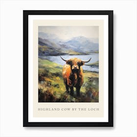 Brushstrokes Of Highland Cow By The Loch Art Print