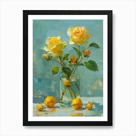 Yellow Roses In A Vase 6 Art Print