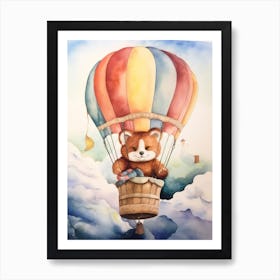 Baby Red Panda 1 In A Hot Air Balloon Art Print