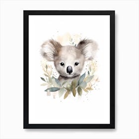 Watercolour Jungle Animal Baby Koala 1 Art Print