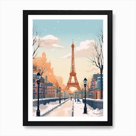 Retro Winter Illustration Paris France 3 Art Print