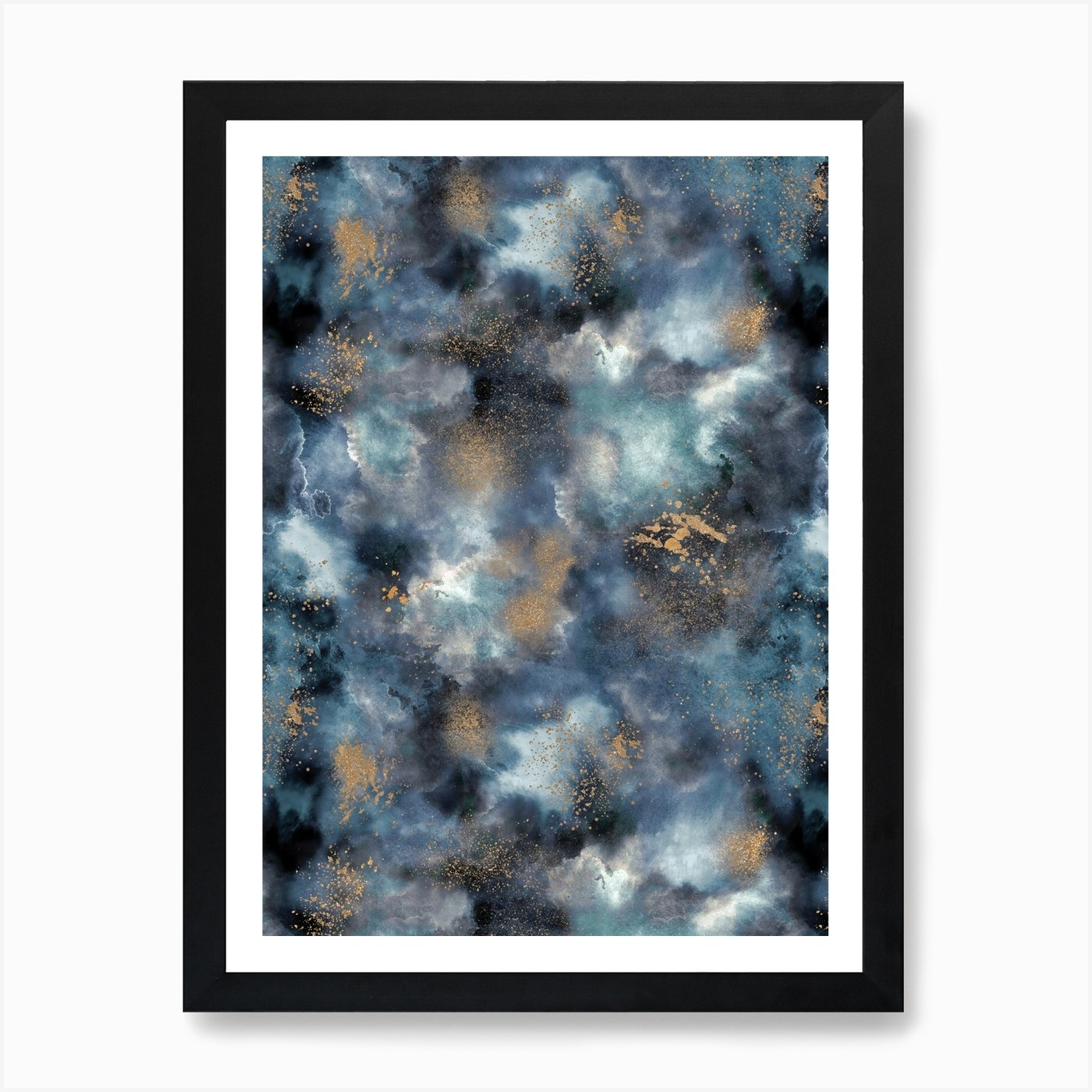 Smoky Marble Watercolor Dark Art Print By Ninola Design Fy