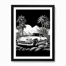 Toyota Supra Tropical Drawing 2 Art Print