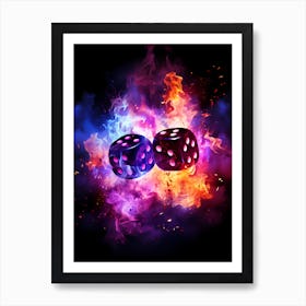 Two Dices In Fire Art Print