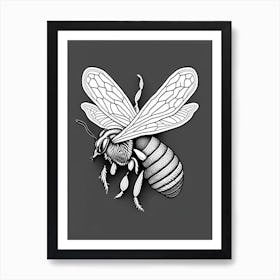 Stinger Bee Black William Morris Style Art Print