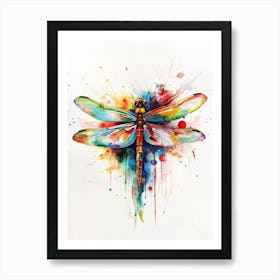 Dragonfly Colourful Watercolour 1 Art Print