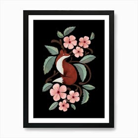 Fox And Cherry Blossoms Art Print