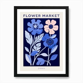 Blue Flower Market Poster Zinnia 1 Art Print