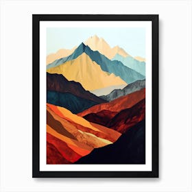 Ethereal Embers: Minimalist Peaks Art Print