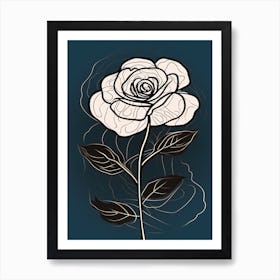 Line Art Roses Flowers Illustration Neutral 2 Art Print