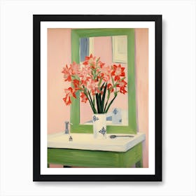 Bathroom Vanity Painting With A Gladiolus Bouquet 2 Art Print