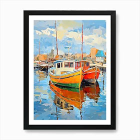 Two Boats Docked In The Harbor Art Print