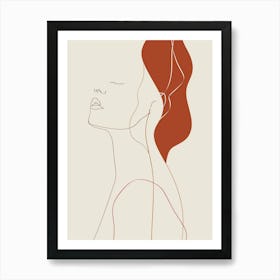 Portrait Of A Woman Aesthetic Minimalist Line Art Monoline Illustration Art Print