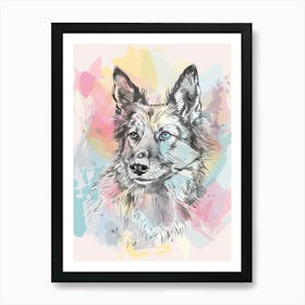 Australian Shepherd Dog Watercolour Illustration Art Print