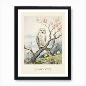 Beatrix Potter Inspired  Animal Watercolour Snowy Owl 1 Art Print