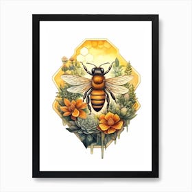 Vernal Bee Beehive Watercolour Illustration 3 Art Print