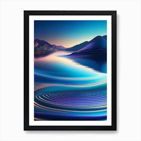 Ripples In Ocean, Landscapes, Waterscape Holographic 1 Art Print