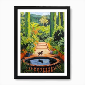 Painting Of A Dog In Alhambra Garden, Spain In The Style Of Matisse 04 Art Print