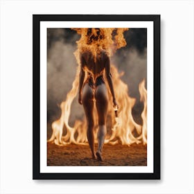 Woman On Fire Art Print